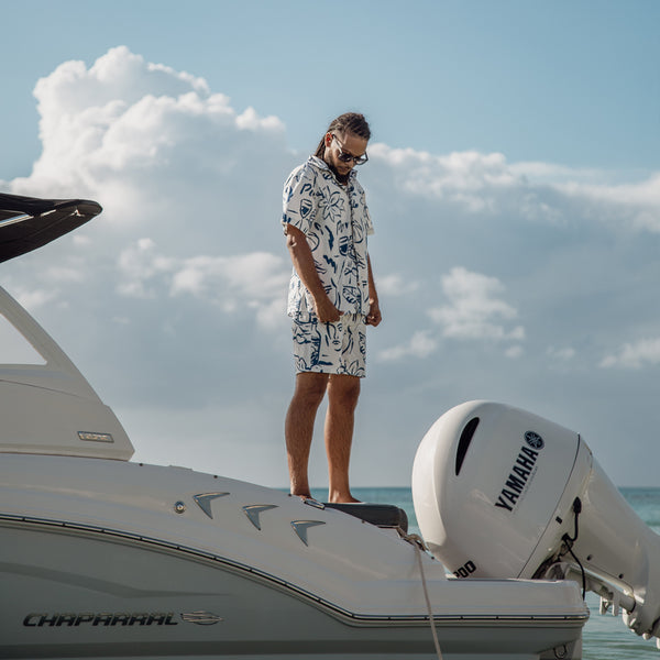 Parlez Clothing Tidal Shorts White/Cobalt