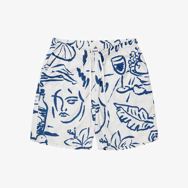 parlez clothing Tidal Shorts White/Cobalt