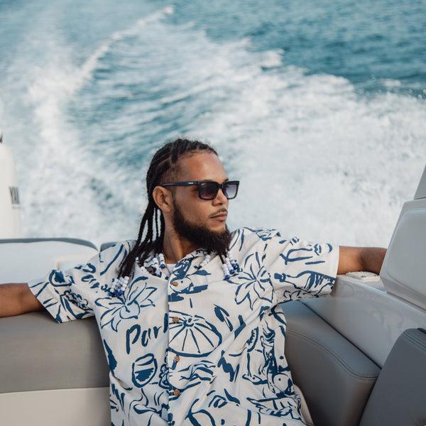 Parlez Clothing Unwind S/S Shirt White/Cobalt