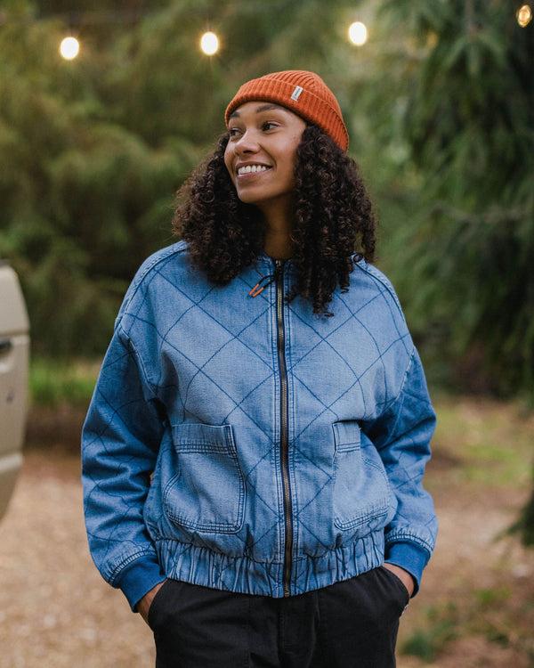 Passenger Women's Lucia Denim Sherpa Lined Bomber Jacket