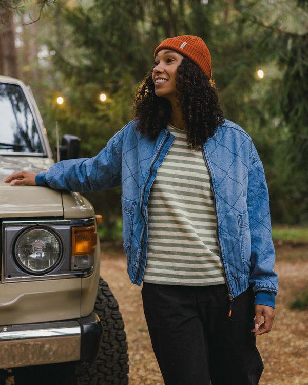 passenger Women's Lucia Denim Sherpa Lined Bomber Jacket