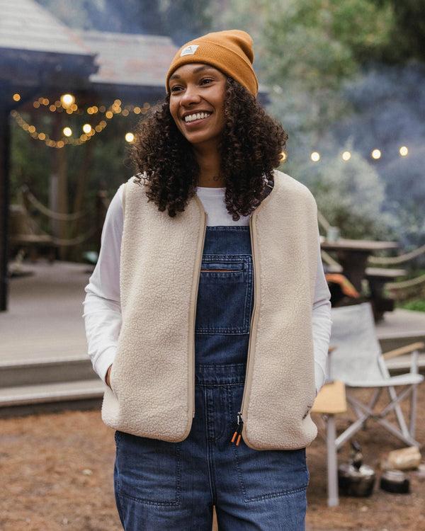 passenger Women's Tawny Collarless Deep-Pile Sherpa Gilet