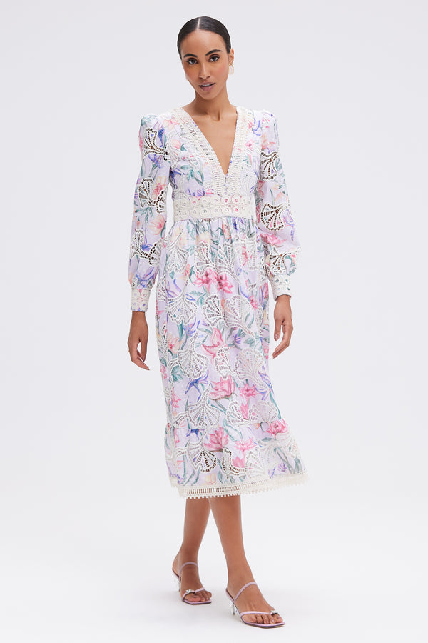 patbo AMARYLLIS EMBROIDERED MIDI DRESS