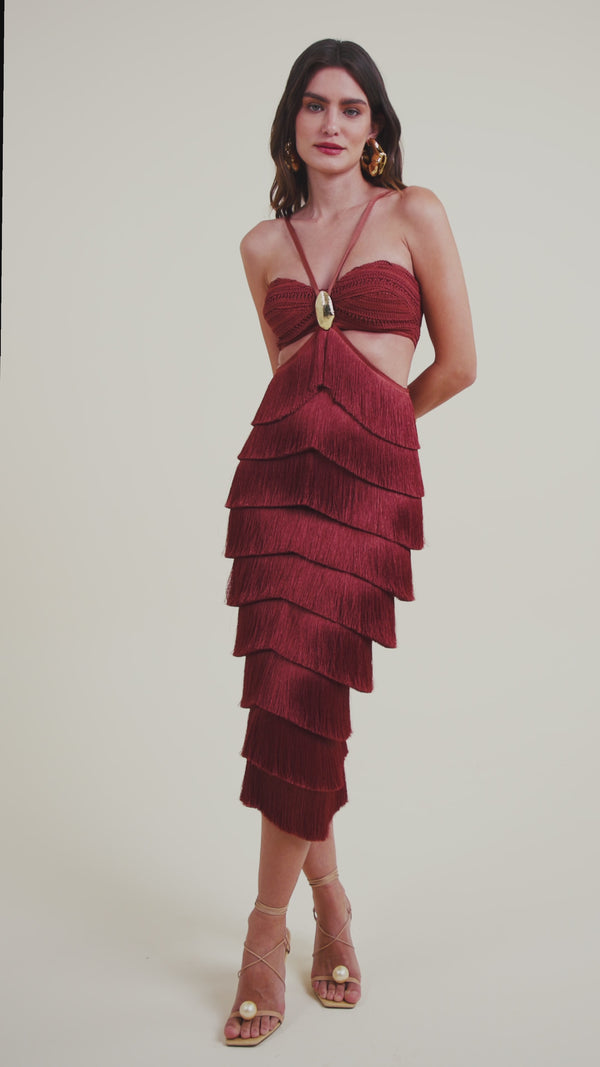 Patbo AMBER FRINGE MIDI DRESS