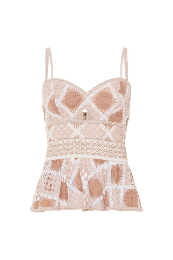 Patbo BOSSA CROCHET PEPLUM TOP