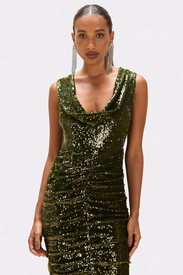 Patbo BOSSA SEQUIN PLUNGE MIDI DRESS