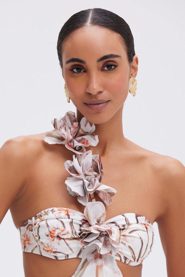 Patbo BOTANIC RETRO FLOWER APPLIQUE BEACH DRESS