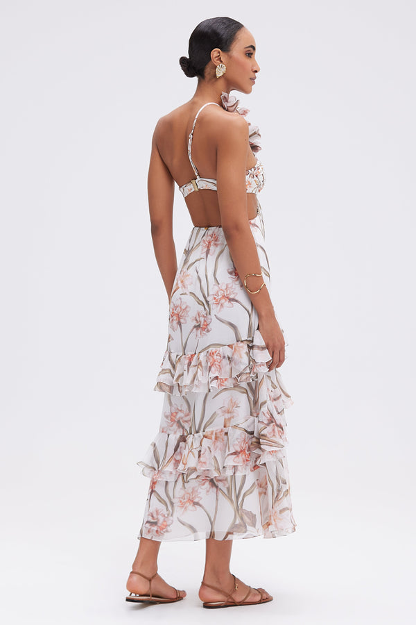 Patbo BOTANIC RETRO FLOWER APPLIQUE BEACH DRESS