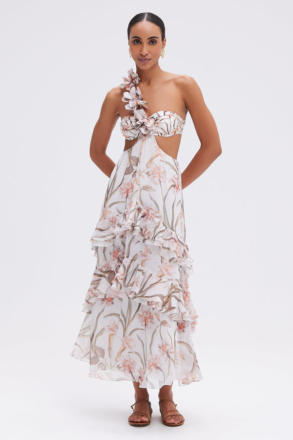 patbo BOTANIC RETRO FLOWER APPLIQUE BEACH DRESS