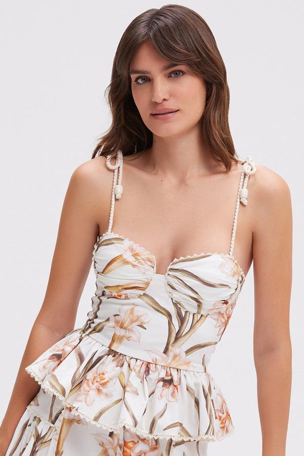 patbo BOTANIC RETRO PEPLUM TOP