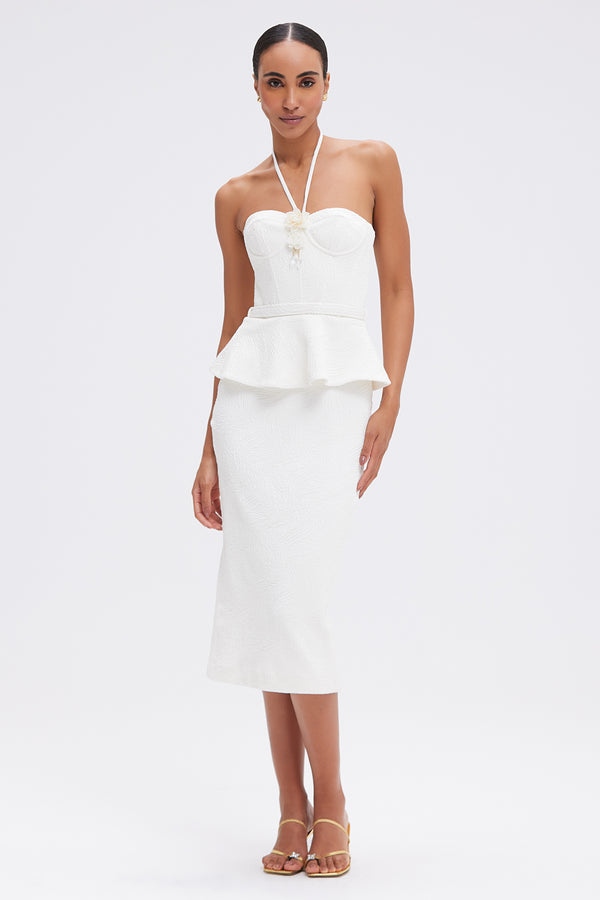 patbo BREEZE JACQUARD CORSET MIDI DRESS