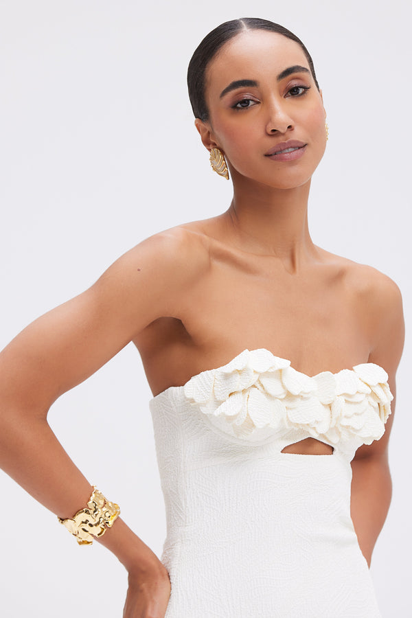 Patbo BREEZE JACQUARD FLOWER APPLIQUE MIDI DRESS