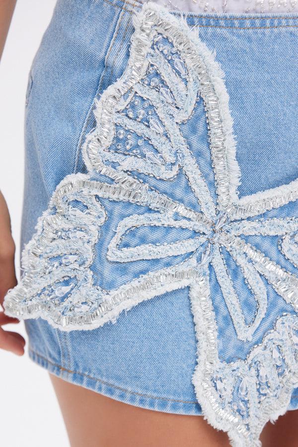 Patbo BUTTERFLY DENIM SKIRT (RUNWAY)