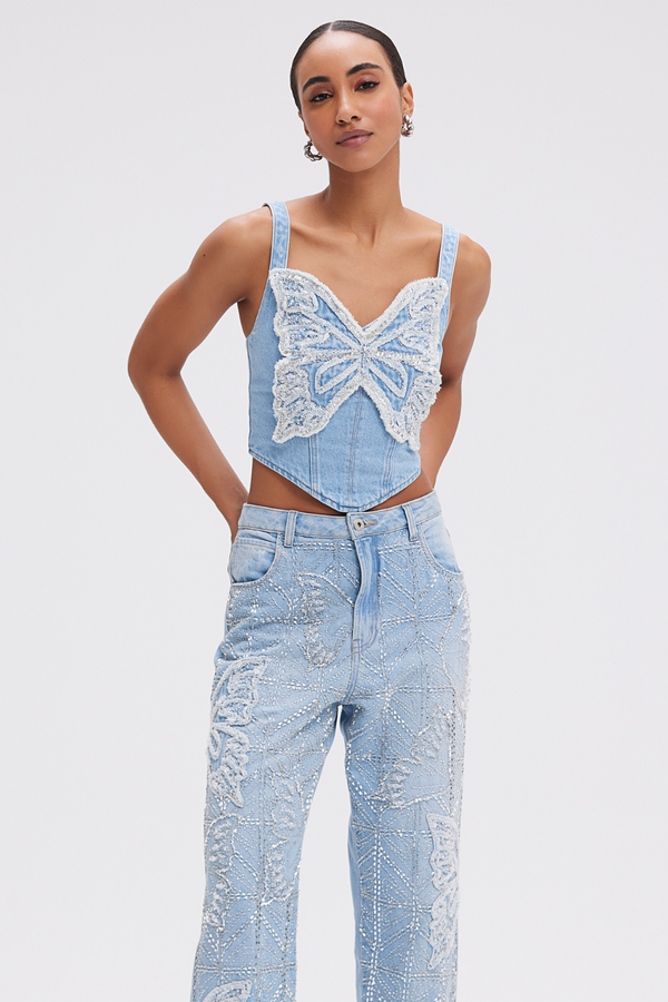 Patbo BUTTERFLY DENIM TOP (RUNWAY)