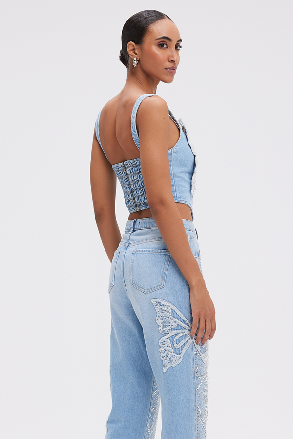 Patbo BUTTERFLY DENIM TOP (RUNWAY)