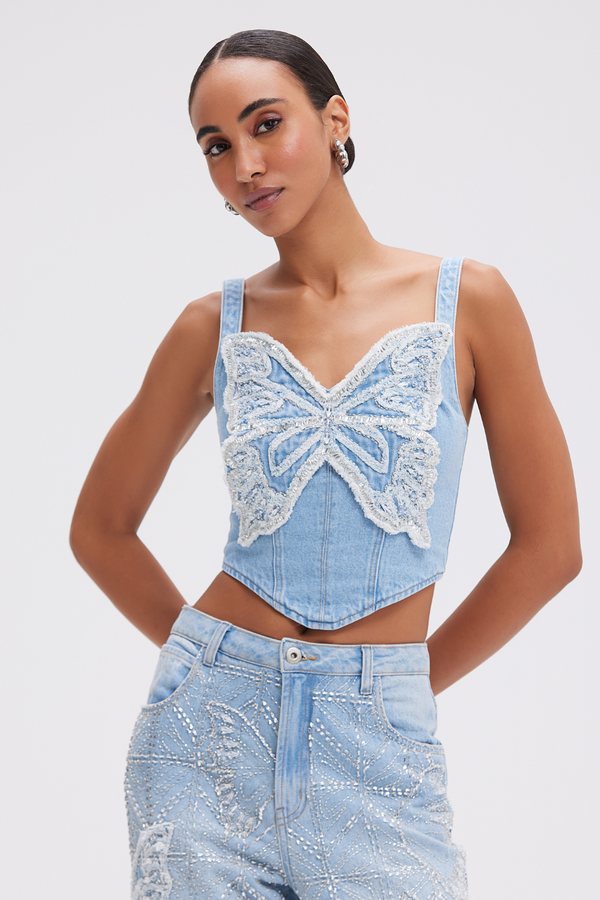 patbo BUTTERFLY DENIM TOP (RUNWAY)