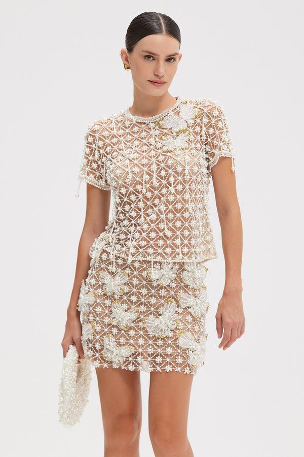 patbo BUTTERFLY EMBROIDERY MINI SKIRT