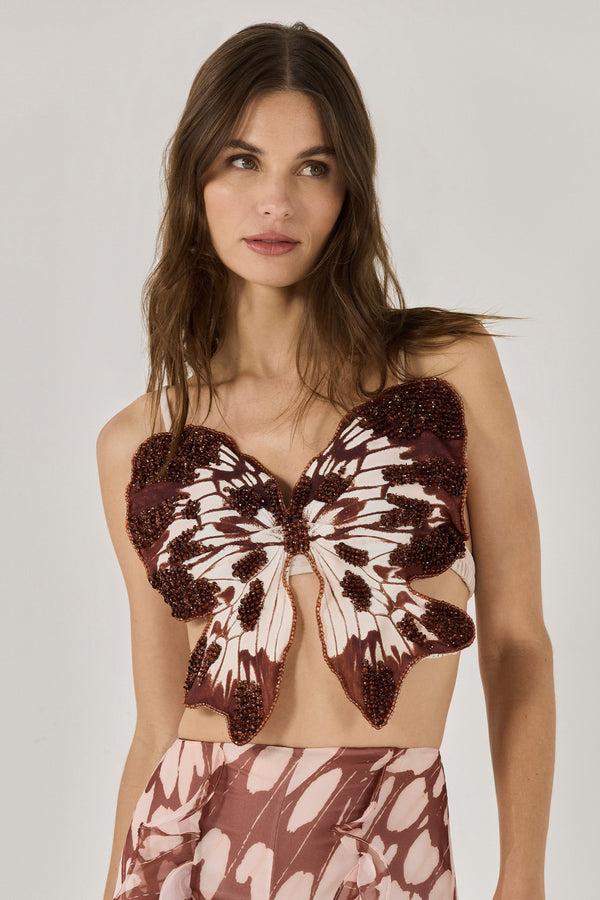 patbo BUTTERFLY PRINTED TOP (RUNWAY)