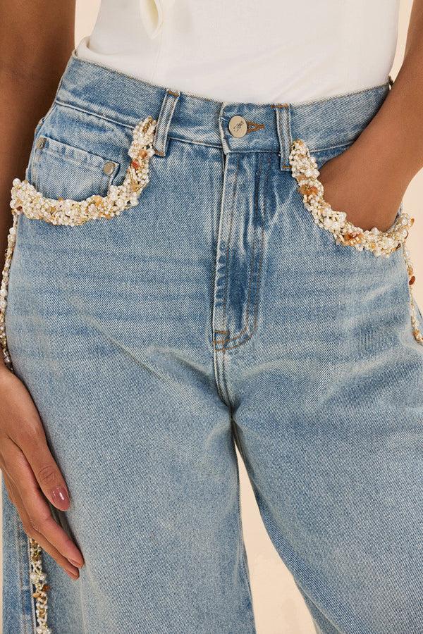 Patbo CAMILA COELHO BEADED DENIM PANT