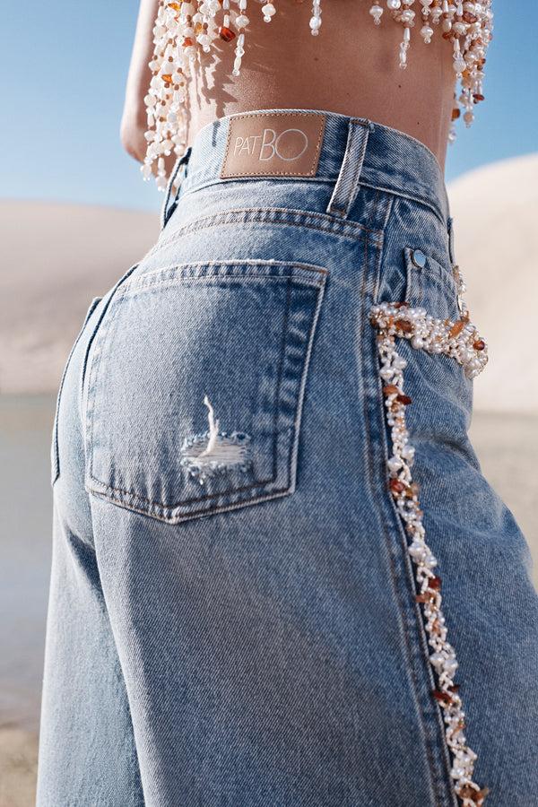 Patbo CAMILA COELHO BEADED DENIM PANT