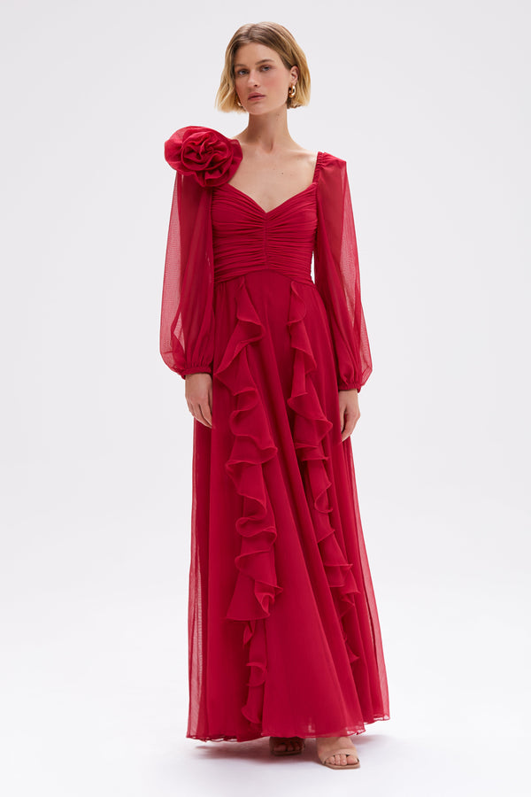 patbo CHIFFON LOVESTRUCK LONG DRESS