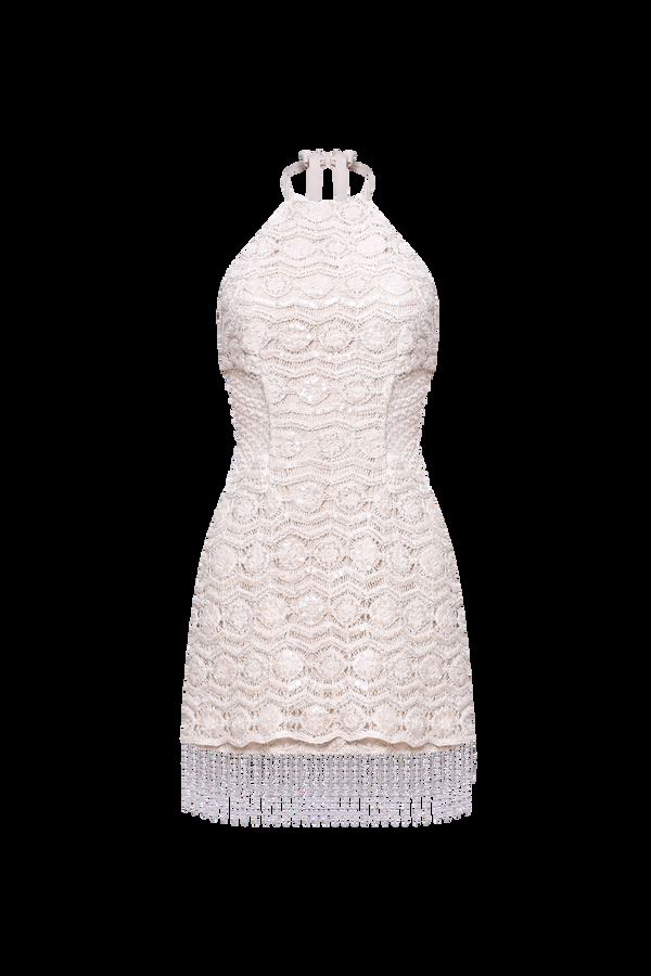 Patbo CROCHET BLOOM HALTERNECK MINI DRESS