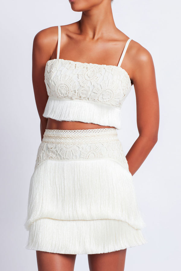 Patbo Crochet Fringe Mini Skirt