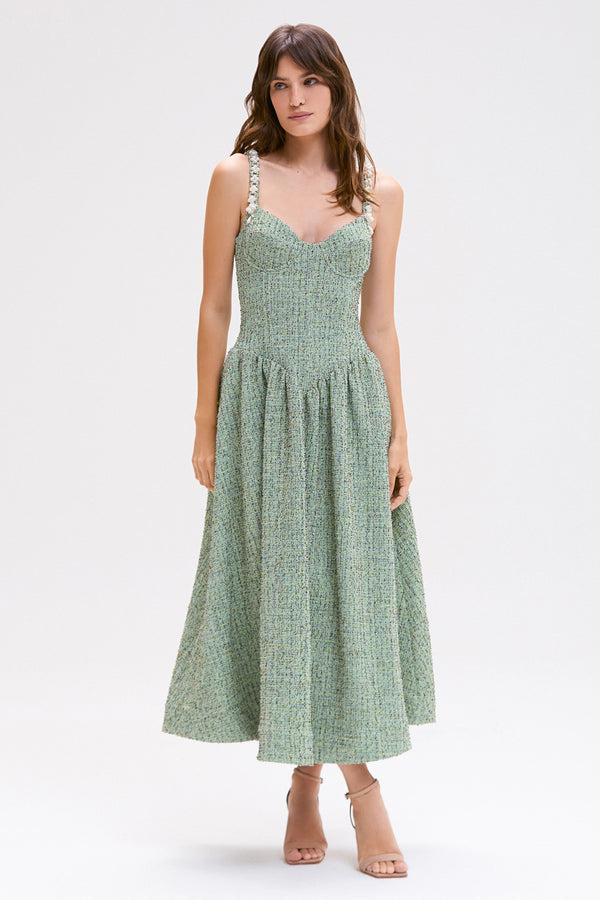 patbo CRYSTAL TWEED MIDI DRESS