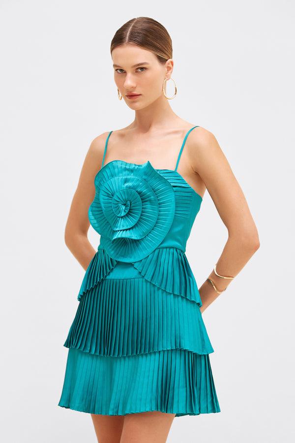 patbo DREAM SATIN FLOWER MINI DRESS