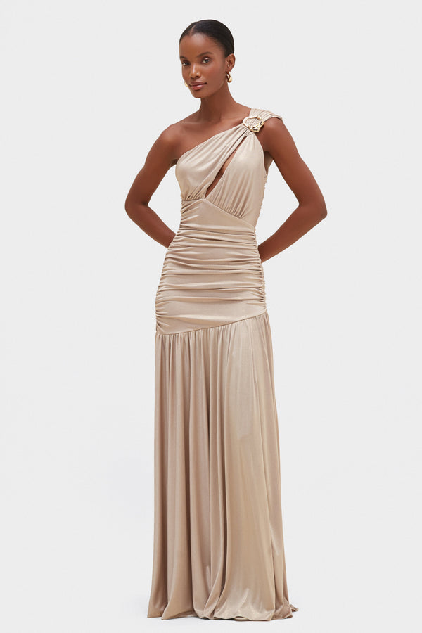 patbo DUNE JERSEY ONE SHOULDER GOWN