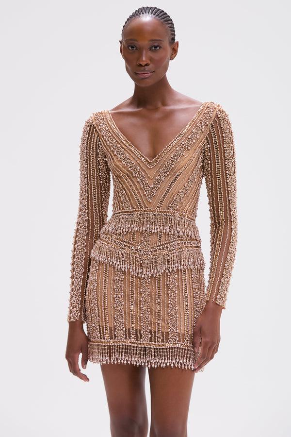 patbo EMBROIDERY DREAMS LONG SLEEVE MINI DRESS