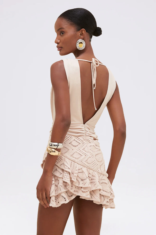 Patbo FLOWER CROCHET MINI DRESS