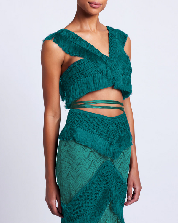 patbo FRINGE TRIM CROPPED TOP