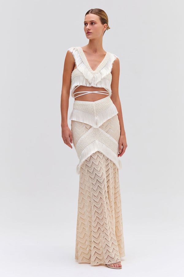 patbo Fringe Trim Maxi Skirt