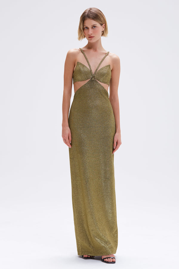 patbo GOLDEN WEAVE GOWN