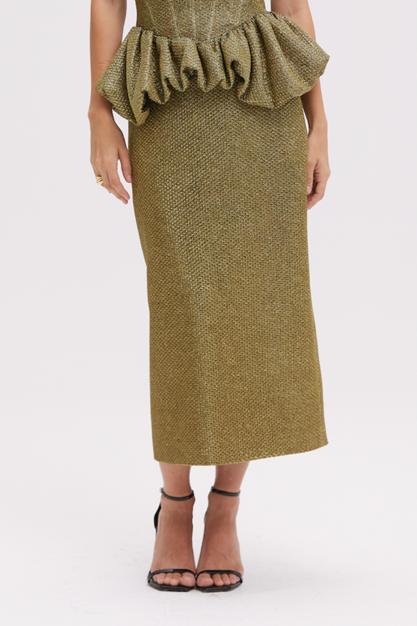 Patbo GOLDEN WEAVE MIDI SKIRT