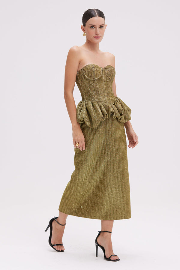 Patbo GOLDEN WEAVE MIDI SKIRT