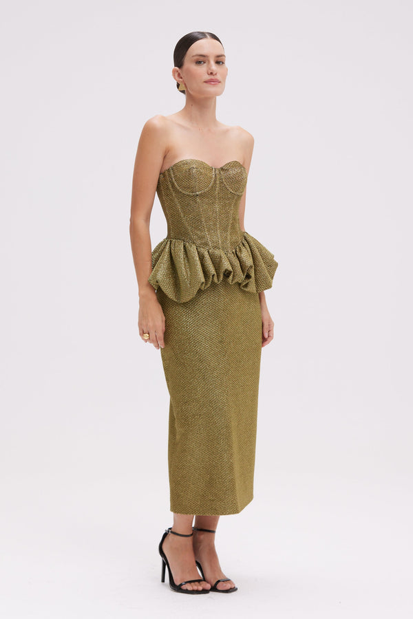 patbo GOLDEN WEAVE MIDI SKIRT