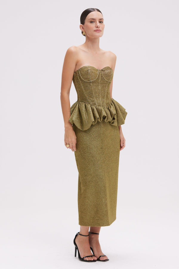 Patbo GOLDEN WEAVE PEPLUM TOP