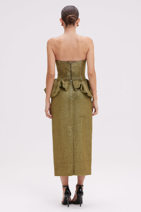 Patbo GOLDEN WEAVE PEPLUM TOP