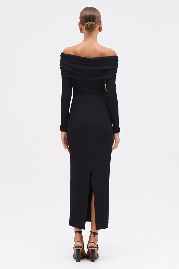 Patbo GRACE KNIT DRAPED MIDI DRESS