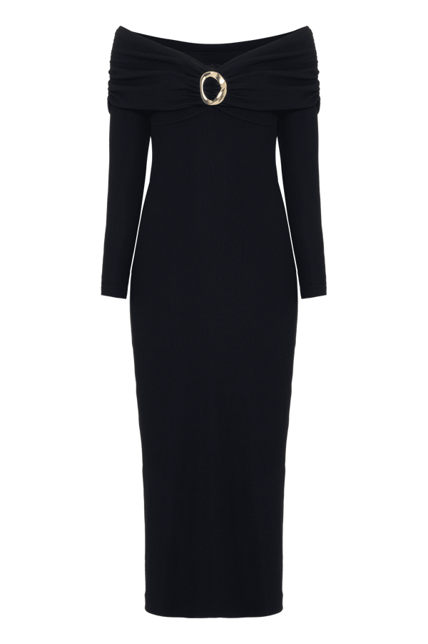 Patbo GRACE KNIT DRAPED MIDI DRESS