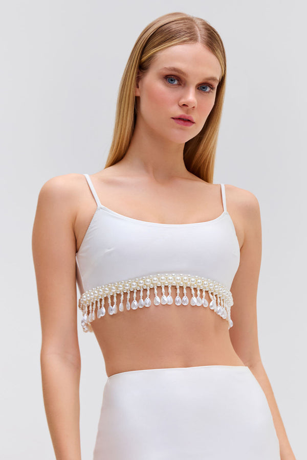 Patbo HAND-BEADED CROPPED TOP