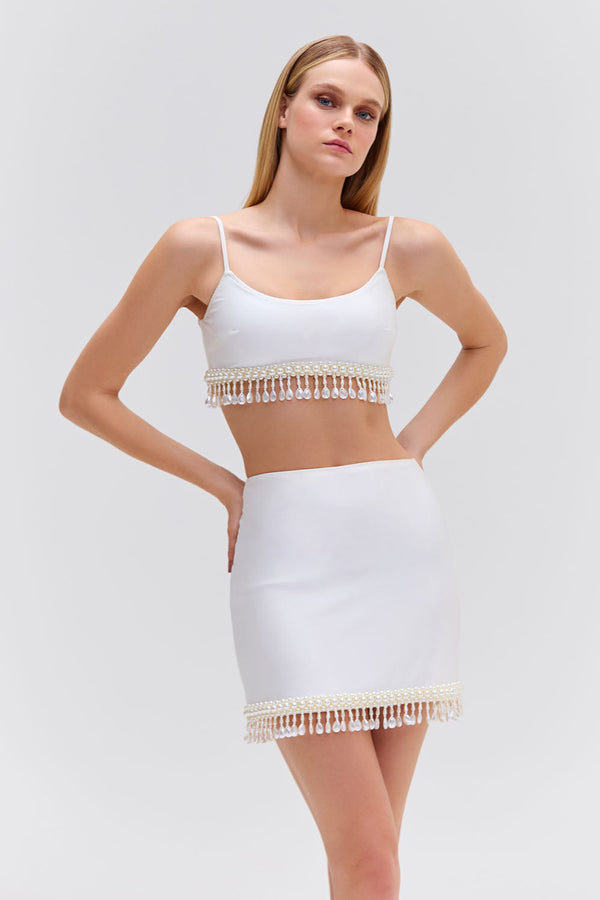 patbo HAND-BEADED CROPPED TOP