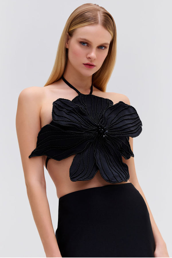 patbo HAND-BEADED FLOWER TOP (EXCLUSIVE)