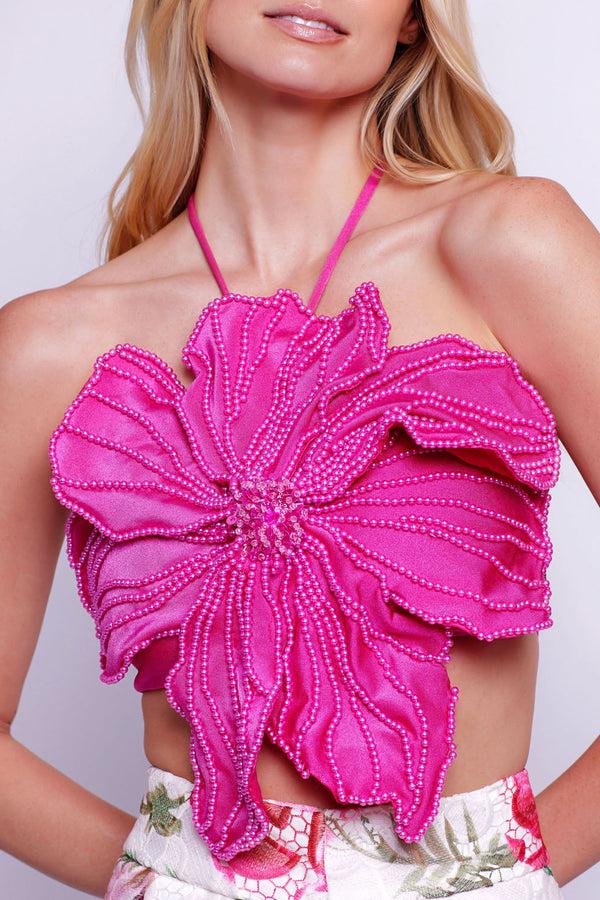patbo HAND-BEADED FLOWER TOP