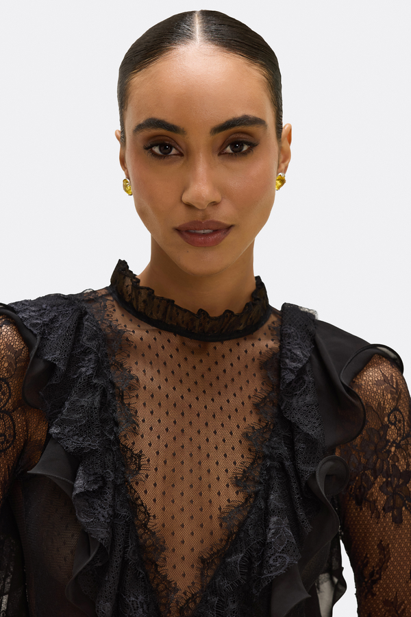 Patbo LAILA LACE FLUTTER BODYSUIT