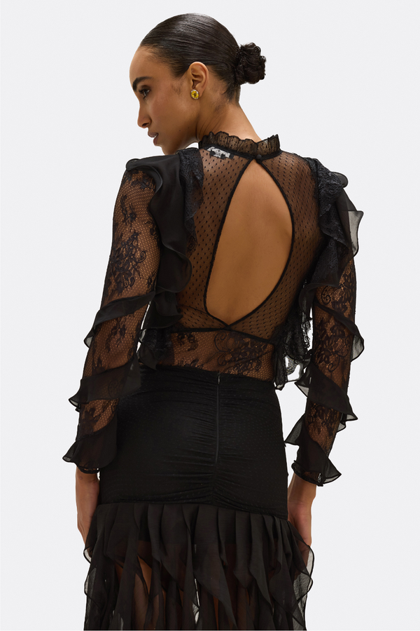 Patbo LAILA LACE FLUTTER BODYSUIT