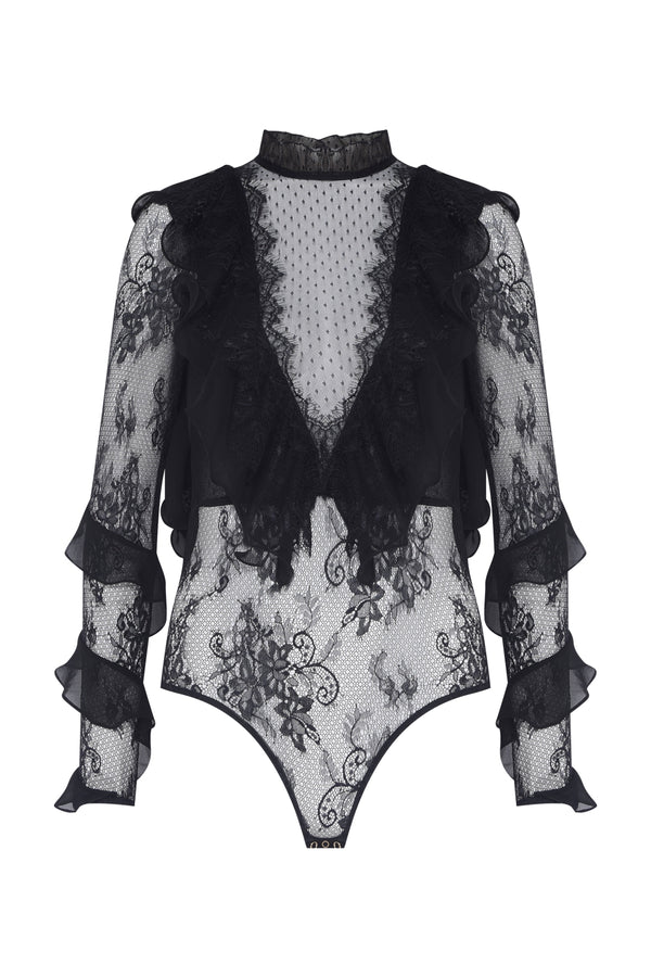 Patbo LAILA LACE FLUTTER BODYSUIT
