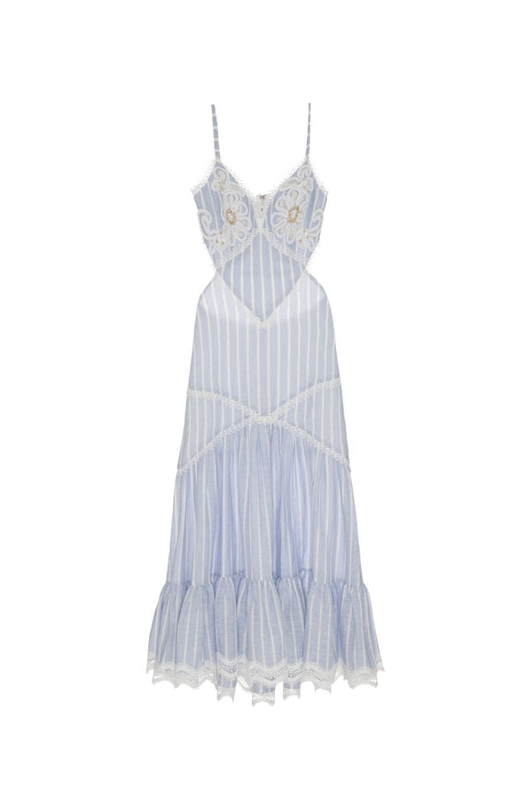 Patbo MARINE LINEN CUT OUT MIDI DRESS